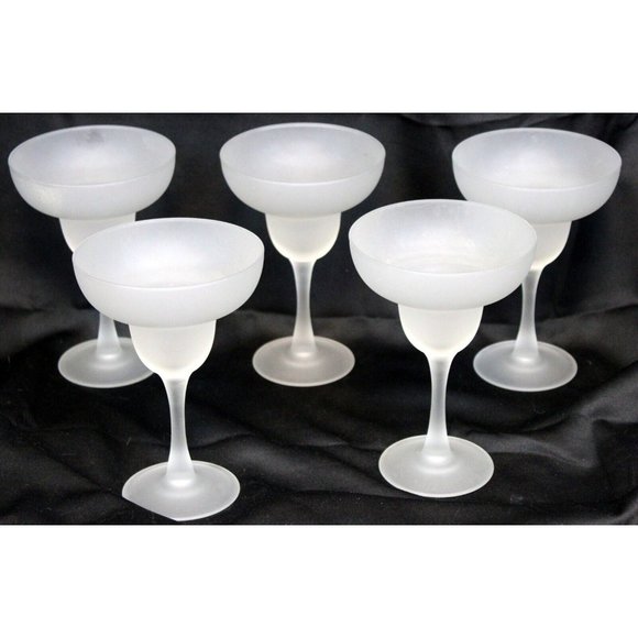 5 Frosted White Margarita Glasses 6.5'' Barware Classic Cocktail Drink - Picture 1 of 7